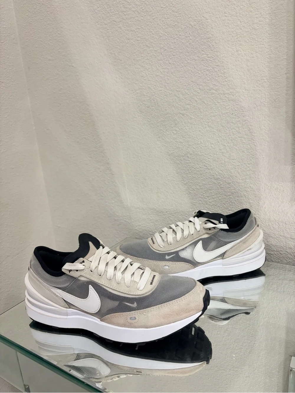 Nike waffle size 5.5Y Grey, White and Black Lightweight Sneakers